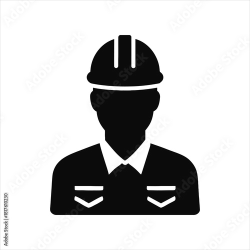 Construction Worker Silhouette with Hard Hat Engineering Safety Professional and Uniform Vector Illustration for Industrial Projects and Safety Campaigns