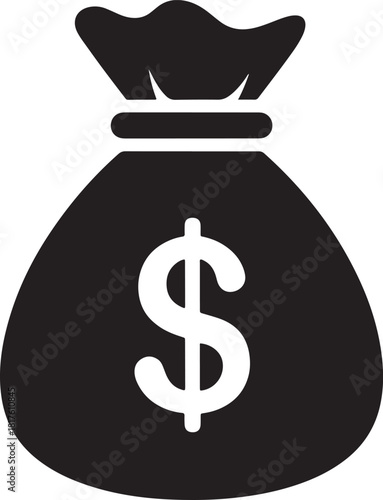 Black Money Bag with Dollar Sign whisk illustration