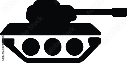 Tank Vector Icon for Military Designs Armored Vehicle Illustration Black Silhouette Heavy Machinery Concept