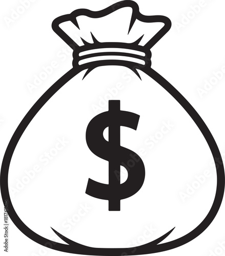 Outline Money Bag with Dollar Sign whisk
