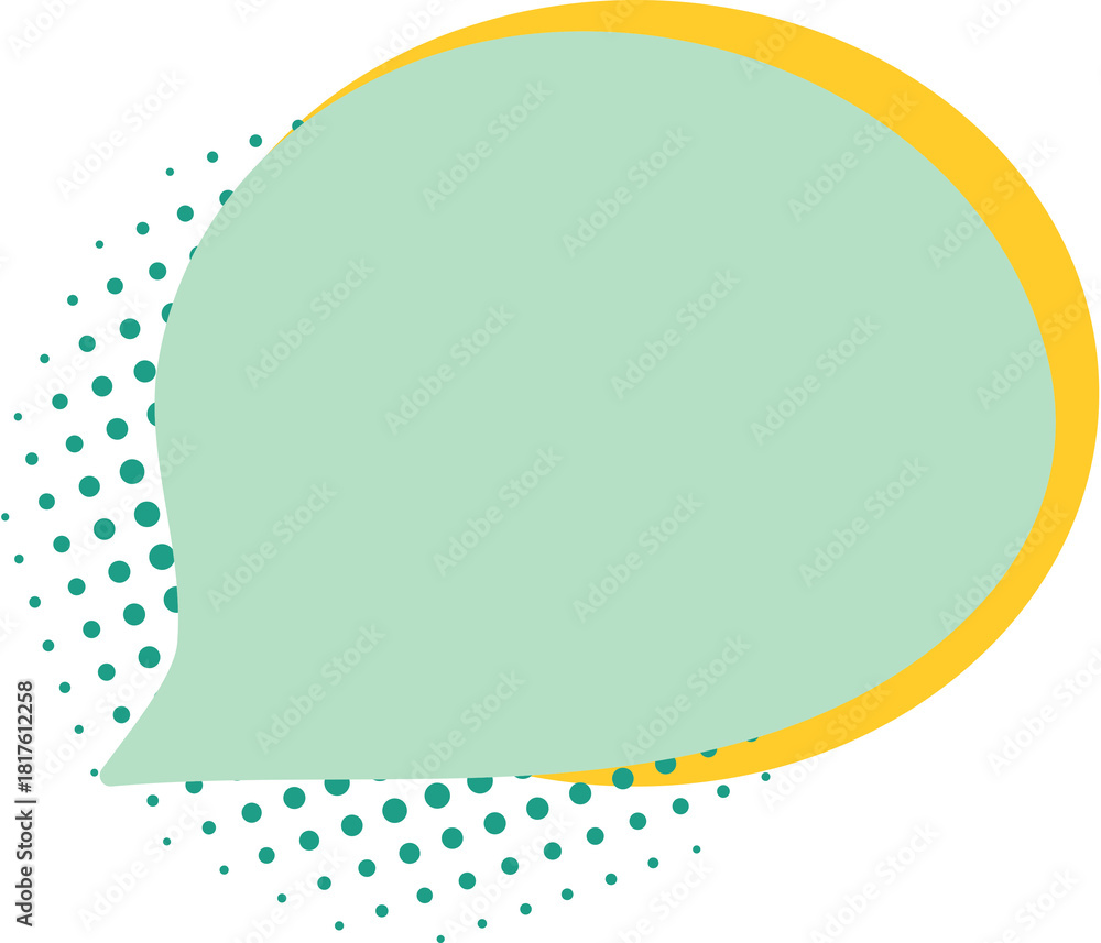 Naklejka premium Dialogue balloon flat cartoon icon, hand drawn comic shape, 90s pop art decoration, isolated mint green frame for media design