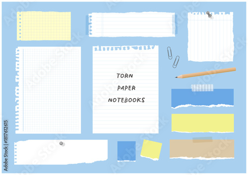 紙パーツとメモ素材のレイアウトセット（やさしい色合いのデザインキット）