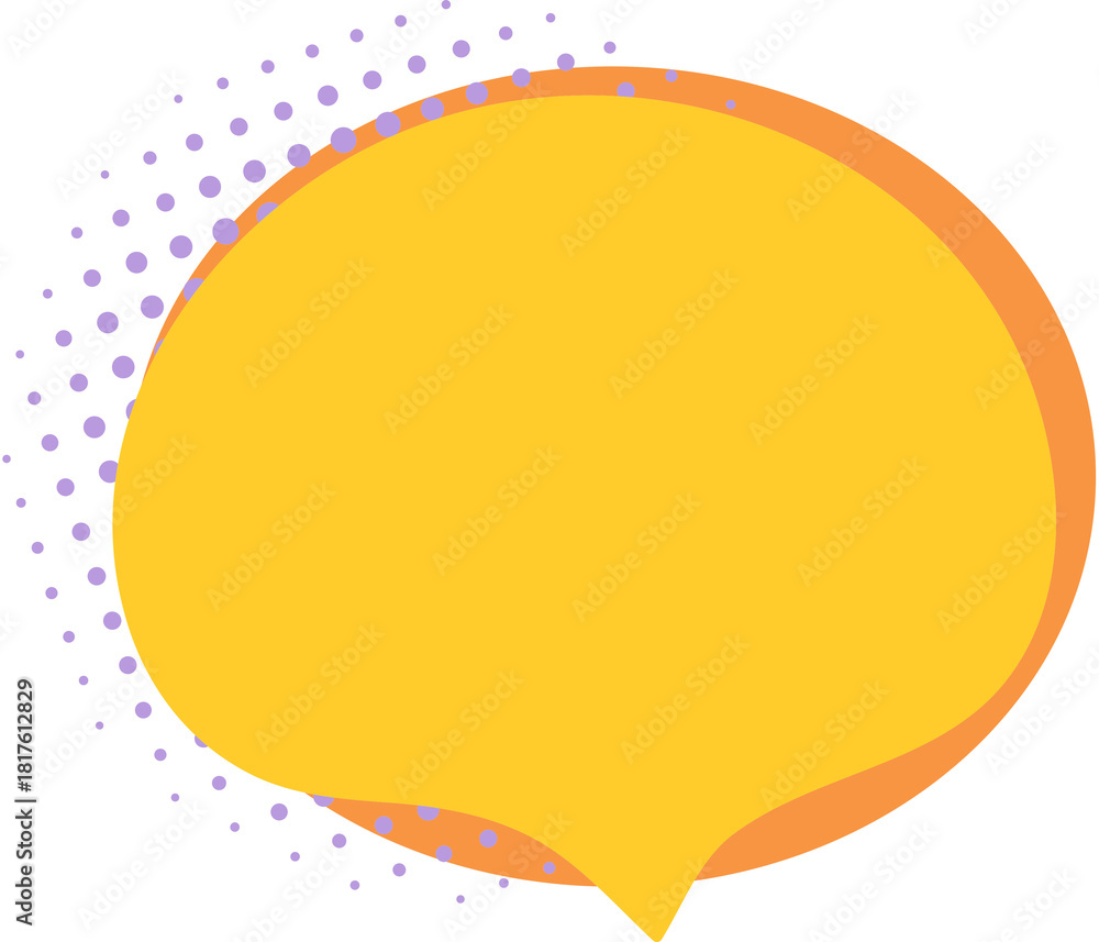 Fototapeta premium Speak comic pop art bubble with lilac halftone dots, retro cartoon design. Empty quote box with copy space, cute raster sticker element