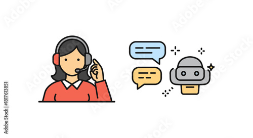 customer support chatbot communicating with agent offering seamless service for digital assistance and improving user experience ideal for website