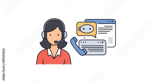 customer service representative interacting with chatbot on website offering assistance ideal for business support content  enhancing customer experience
