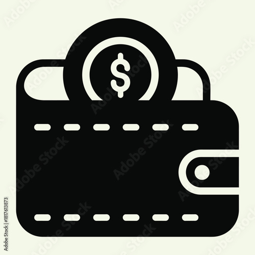 wallet glyph icon minimal flat symbol for mobile app interface or web dashboard, designed to improve rank performance with clean lines, simple shapes, and highly scalable vector style, perfect.