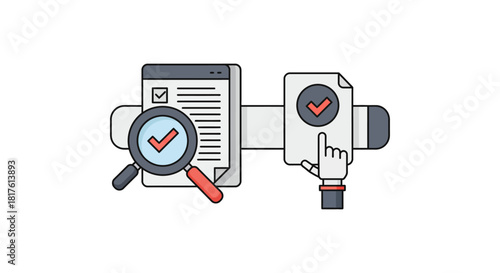document verification checking papers for accuracy and approval ensuring regulatory compliance and streamlined business processes promoting quality control.