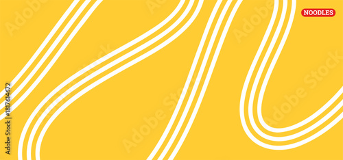 Abstract Pasta Pattern with Yellow Wave Lines. Vector Spaghetti Italian Background. Geometric Food Texture Design.