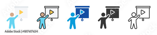 video presentation icon set multi style various collection