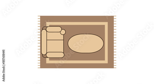 Living room layout with sofa and coffee table on rug cozy interior design plan for real estate marketing showcasing furniture arrangement