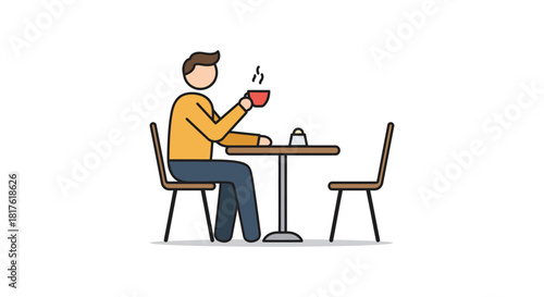 person enjoying coffee break at cafe table a moment of relaxation and simple pleasure ideal for blog posts and social media marketing materials.