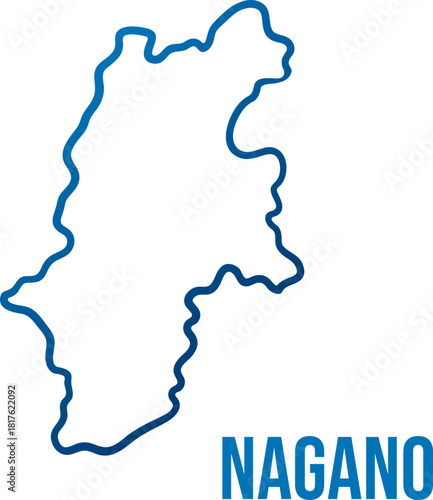 Nagano prefecture map of Chubu,Japan. Abstract blue gradient  isolated vector