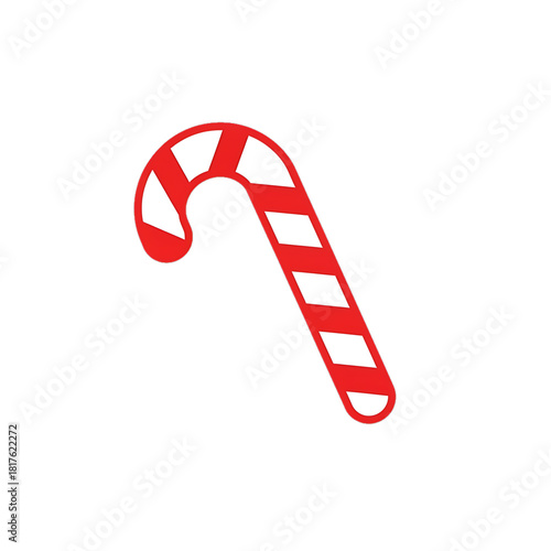 Classic red and white candy cane with a curved top.