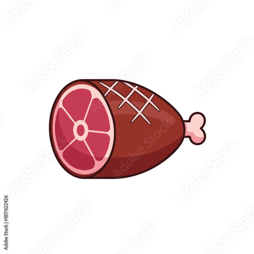 Succulent ham hock roast illustration perfect for butcher shop promotions, delicious meal planning, and festive holiday feasts, originally a vector graphic