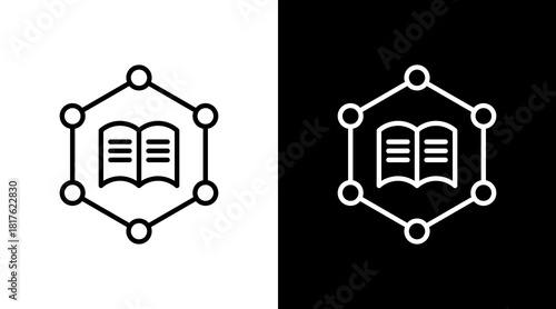 Deep Learn Outline White Icon Set Design
