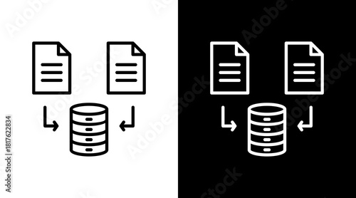 Data Flow Outline White Icon Set Design