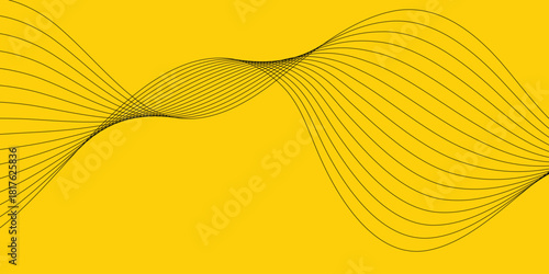 simple black blend wave line art on yellow for banner poster background.