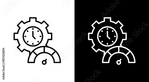Efficiency Rate Outline White Icon Set Design