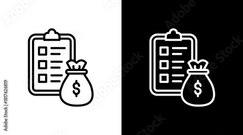 Bonus Plan Outline White Icon Set Design