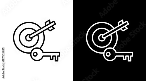 Okr System Outline White Icon Set Design