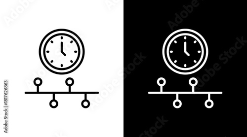 Timeline View Outline White Icon Set Design