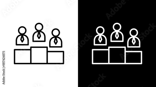 Staff Ranking Outline White Icon Set Design