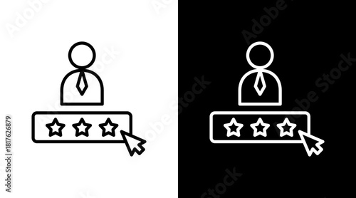 Rating Stars Outline White Icon Set Design