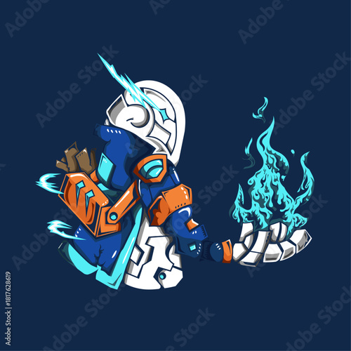 vector cute cartoon grave with coffin