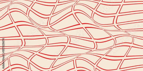 simple red outline rectangle grid wave pattern for banner poster background.