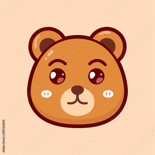 vector cute cartoon kawai bear head