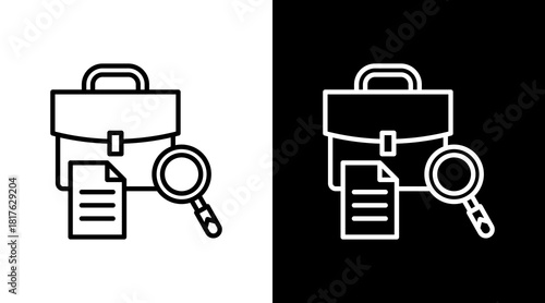 Job Search Outline White Icon Set Design