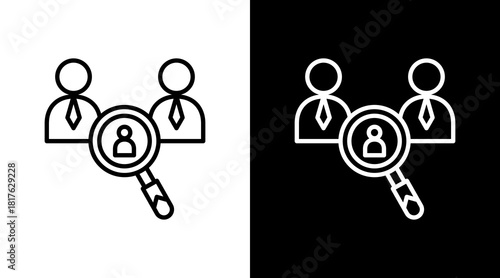 Hiring Team Outline White Icon Set Design