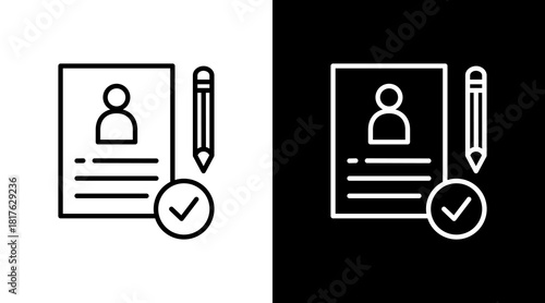 Resume Outline White Icon Set Design