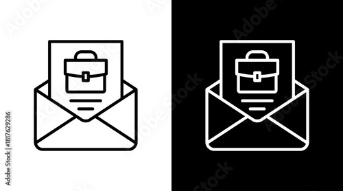 Job Offer Outline White Icon Set Design