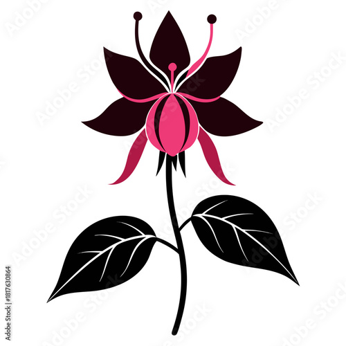 epimedium grandiflorum rose queen silhouette vector