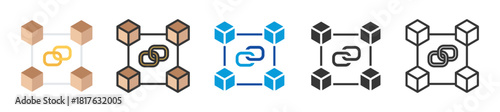 blockchain icon set multi style various collection