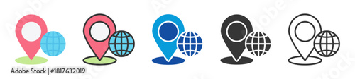 geotagging icon set multi style various collection
