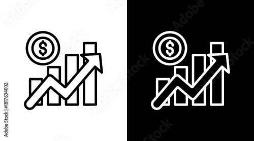 Economic Growth With Icon Set Design