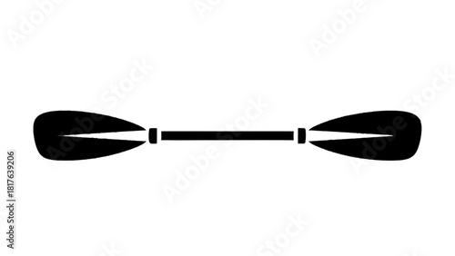 Vector illustration of black silhouette of a doublebladed kayak paddle isolated on transparent background 