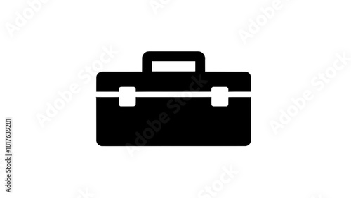 Vector illustration of simple black silhouette icon of a briefcase or toolbox isolated on transparent background 