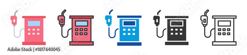 fuel filling station icon set multi style various collection