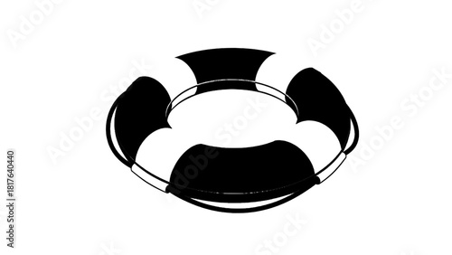 Vector illustration of black and white graphic icon of a lifebuoy or life preserver isolated on transparent background 