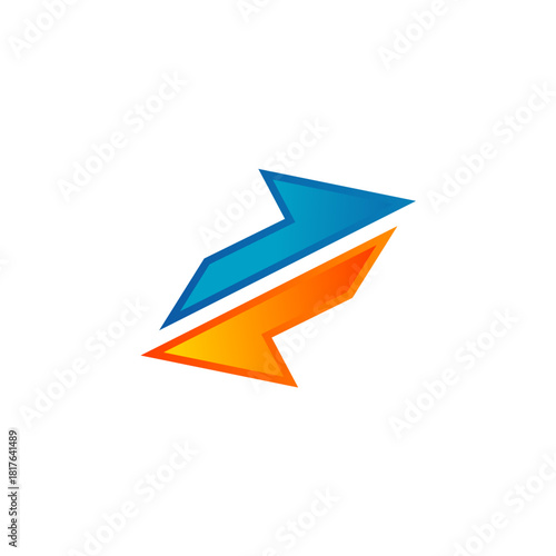 Dynamic Duo of Arrows: A Vibrant Illustration of Exchange, Inversion, and Forward Momentum, Ideal for Representing Collaboration, Transitions, and Strategic Shifts in Business