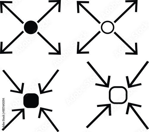  Window Maximize icon for mobile concept, expanding arrow line icon symbols, Simple icon vector illustration,
