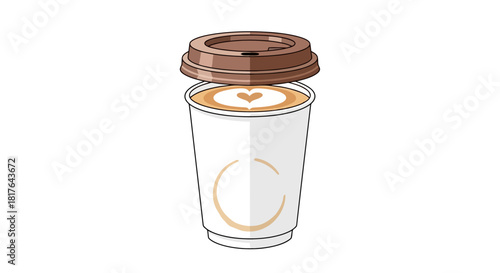 Delicious Hot Coffee Drink with Latte Art in a To Go Cup