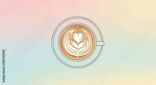 Warm Coffee Latte Art Heart Shape in a Cup Morning Beverage Delight