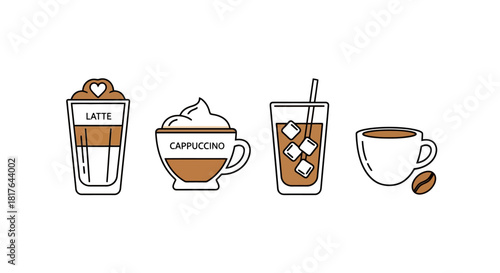Assortment of Coffee Drinks and Beverages Icons