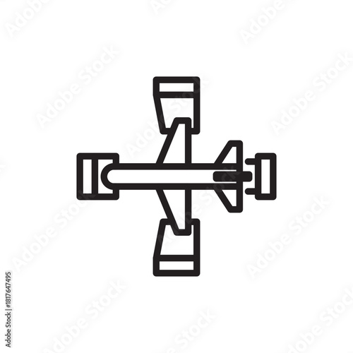 Minimalist black line icon of an Aircraft Assembly Jig or Fixture, a specialized aerospace manufacturing tool used for component positioning and precise alignment, symbolizing engineering.