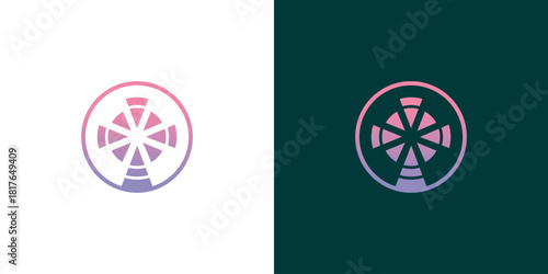 Modern abstract geometric circle icon representing dynamic innovation and interconnected direction with a vibrant gradient, perfect for technology or creative branding