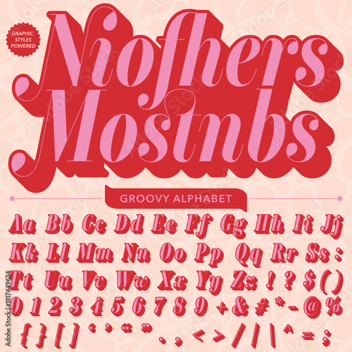 Serif Groovy Retro Vintage Bold Font alphabet vector file